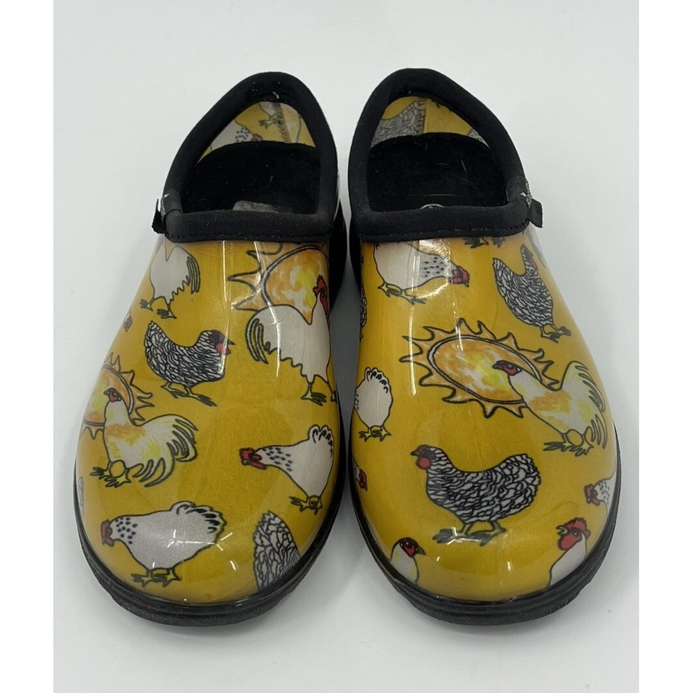 Sloggers Women's Size 6 Chicken Print Rain and Garden Clogs Shoes